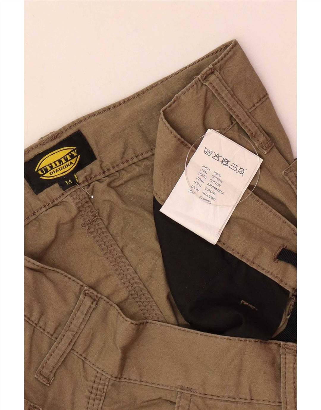 Diadora Mens Cargo Shorts Médio W32 Algodão Cáqui
