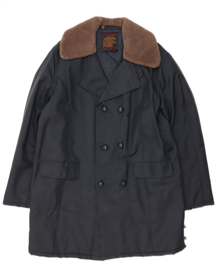Casaco masculino chique com peito duplo UK 42 XL azul marinho