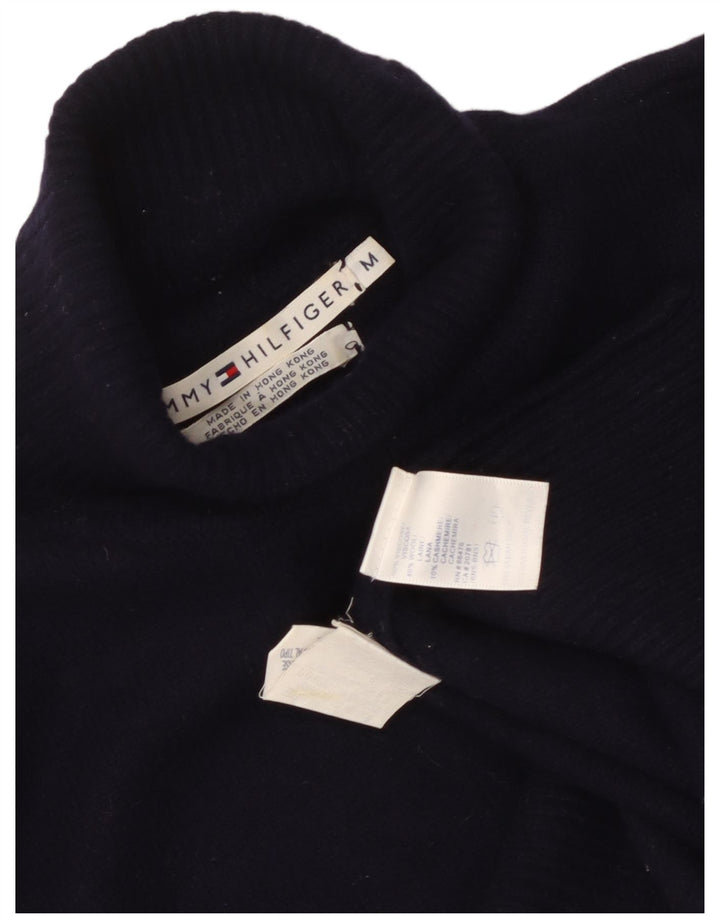 Suéter feminino Tommy Hilfiger com gola redonda e gola alta Reino Unido 12 médio azul marinho