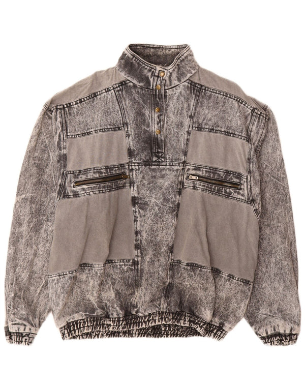 Jaqueta jeans feminina VINTAGE pulôver UK 20 2XL algodão cinza