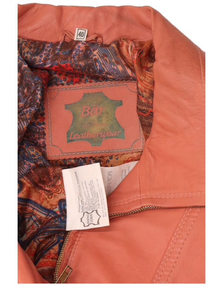 Jaqueta de couro superdimensionada feminina vintage EU 40 couro rosa médio