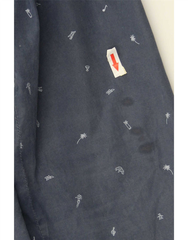 Jaqueta bomber masculina Penguin com padrão abstrato com capuz Reino Unido 40 algodão azul grande