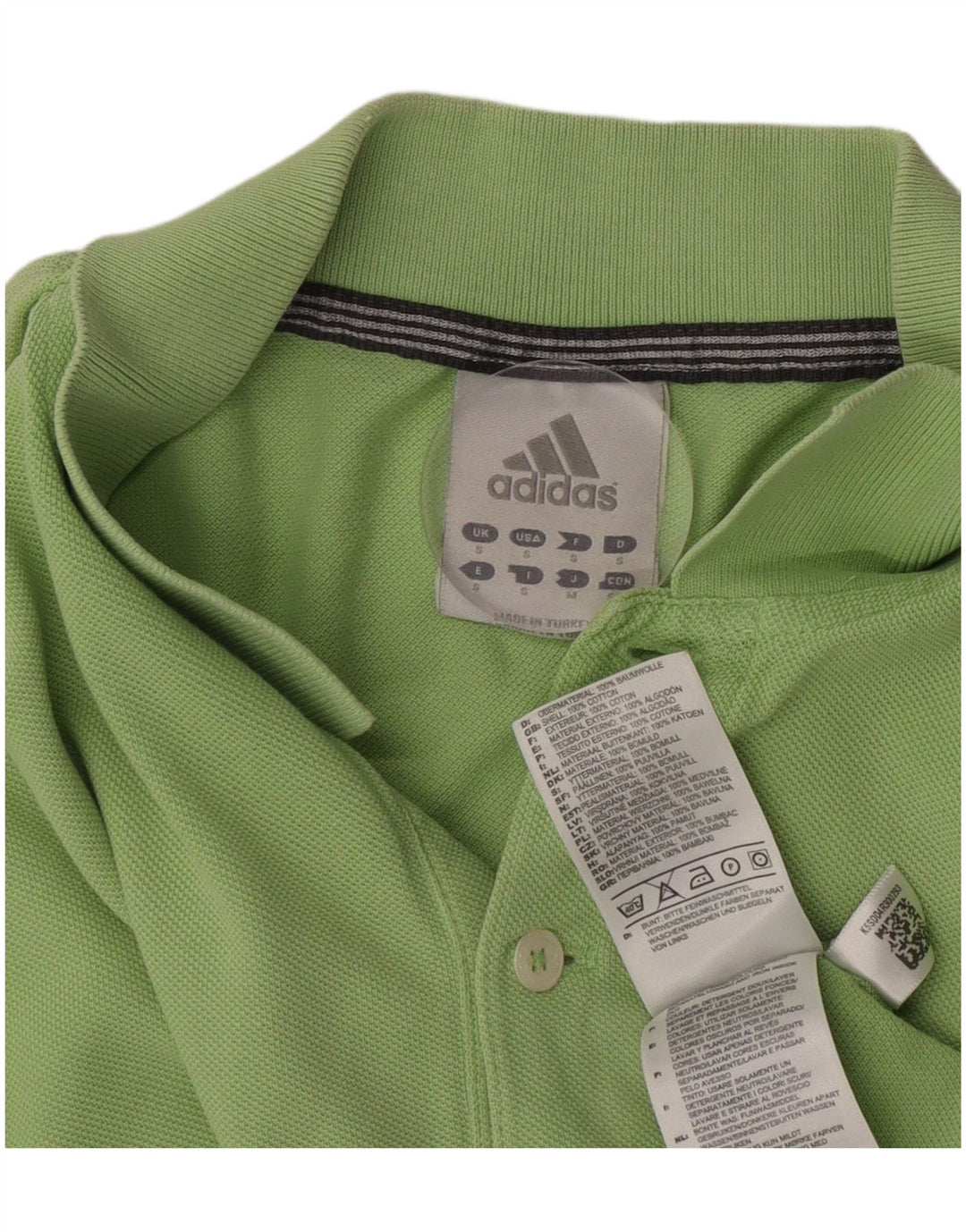 Camisa polo masculina Adidas pequena algodão verde