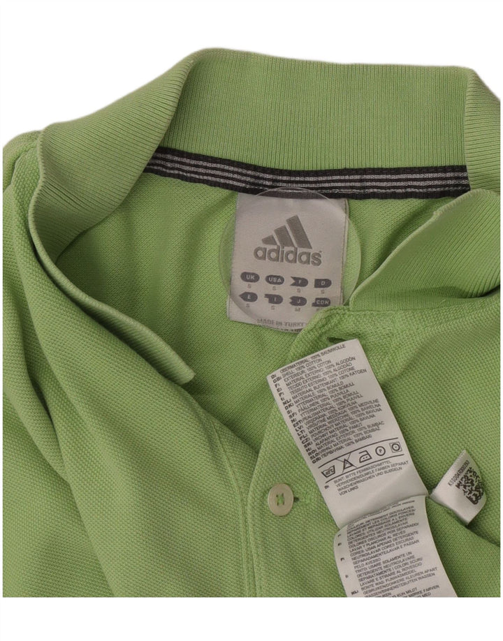 Camisa polo masculina Adidas pequena algodão verde