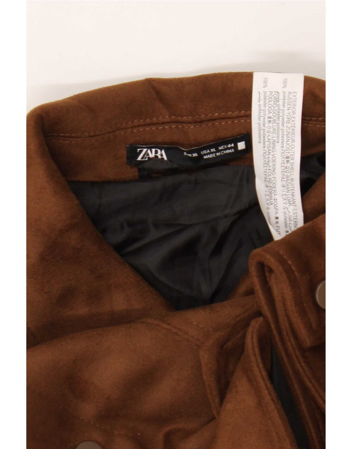 Jaqueta bomber masculina Zara em camurça sintética Reino Unido 42 XL bege poliéster