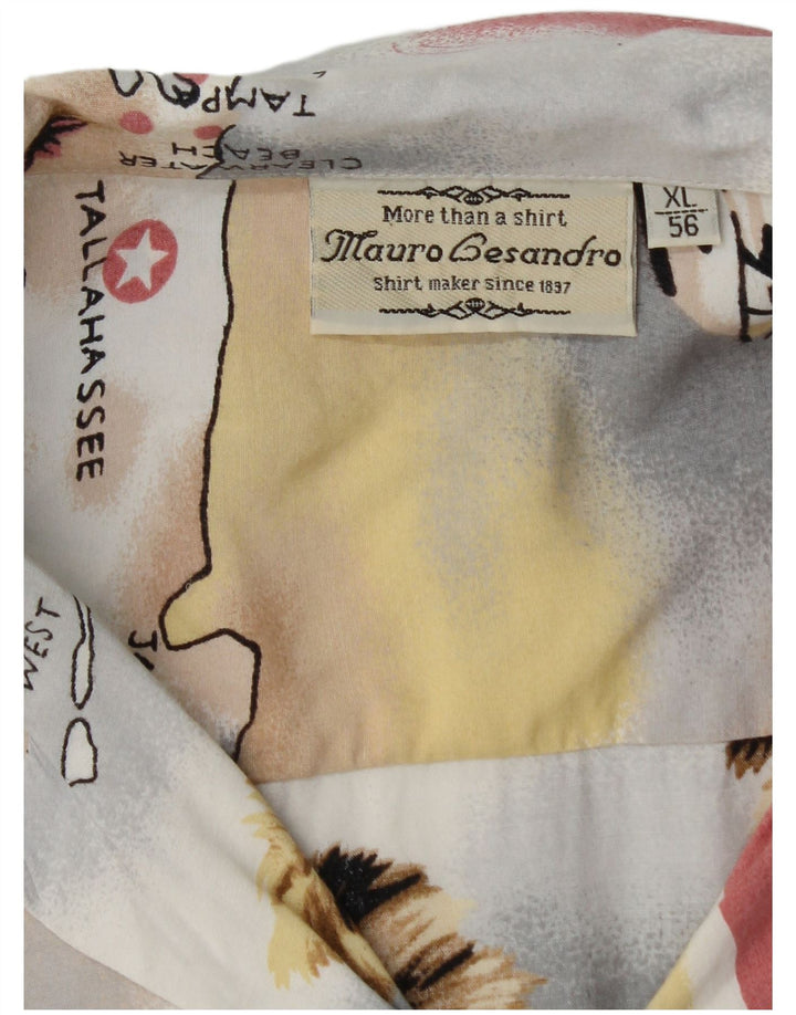 MAURO GESANDRO Camisa masculina de manga curta com padrão abstrato XL multicolorida