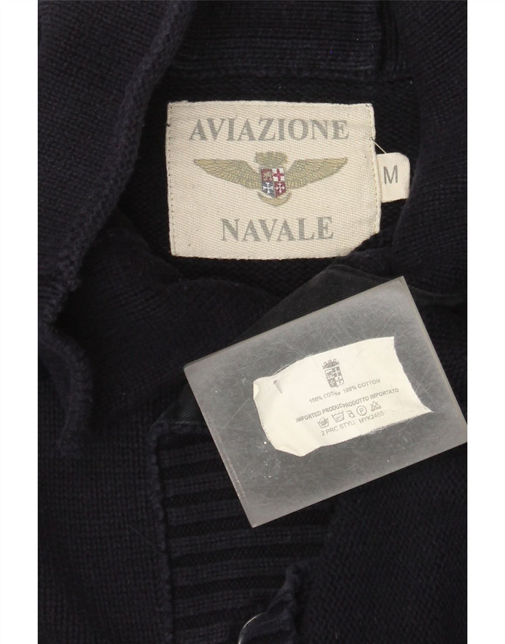 Suéter masculino Aviazione Navale com gola redonda e algodão azul marinho médio