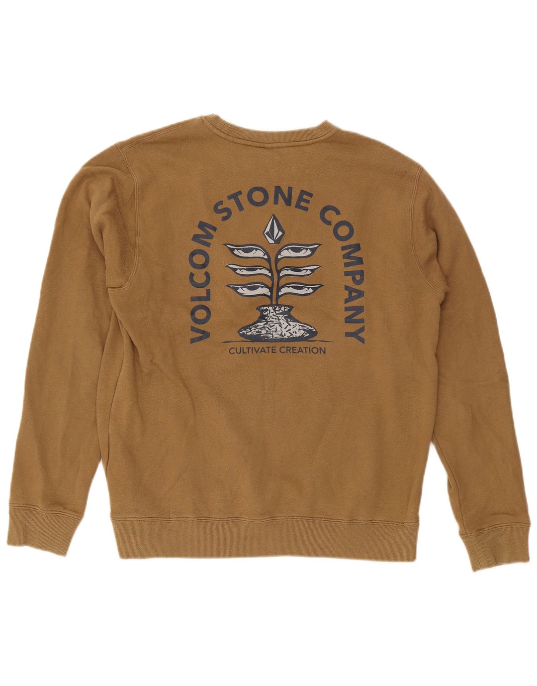 Volcom moletom gráfico masculino jumper grande algodão cáqui