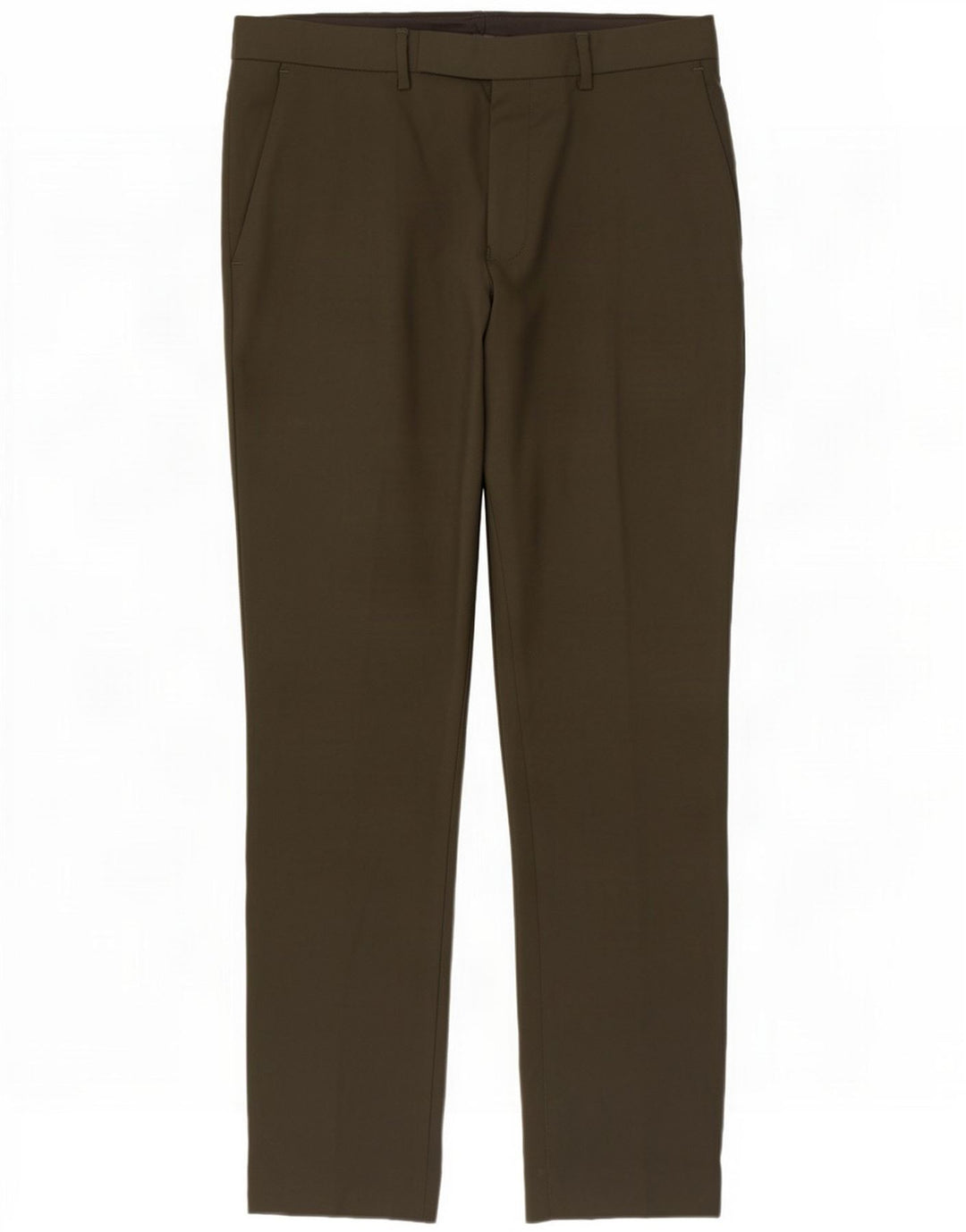 Calças de terno masculino Marks & Spencer W34 L31 Poliéster cáqui