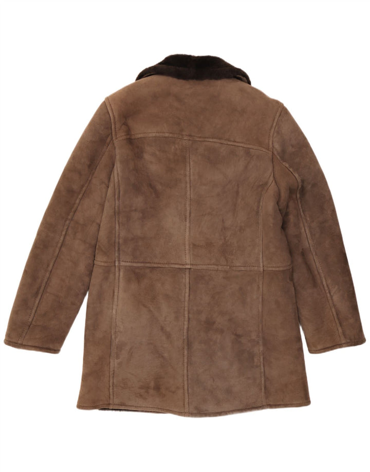 Casaco masculino Scout Shearling com peito duplo Reino Unido 38 Shearling marrom médio