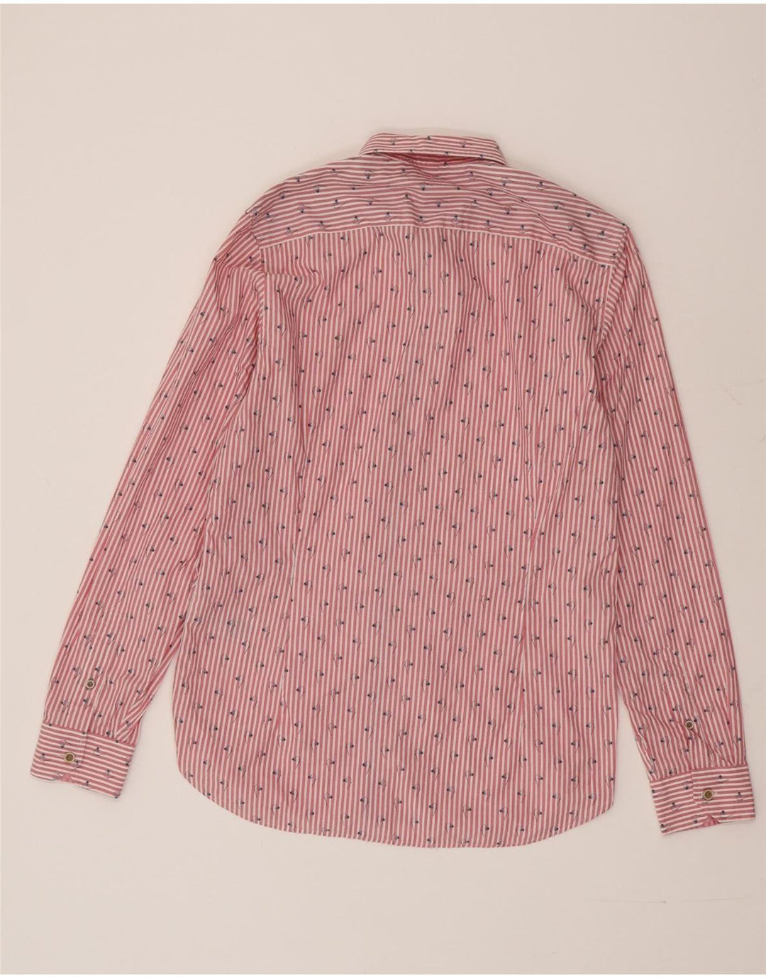 Camisa masculina TED BAKER tamanho 3 algodão listrado vermelho médio