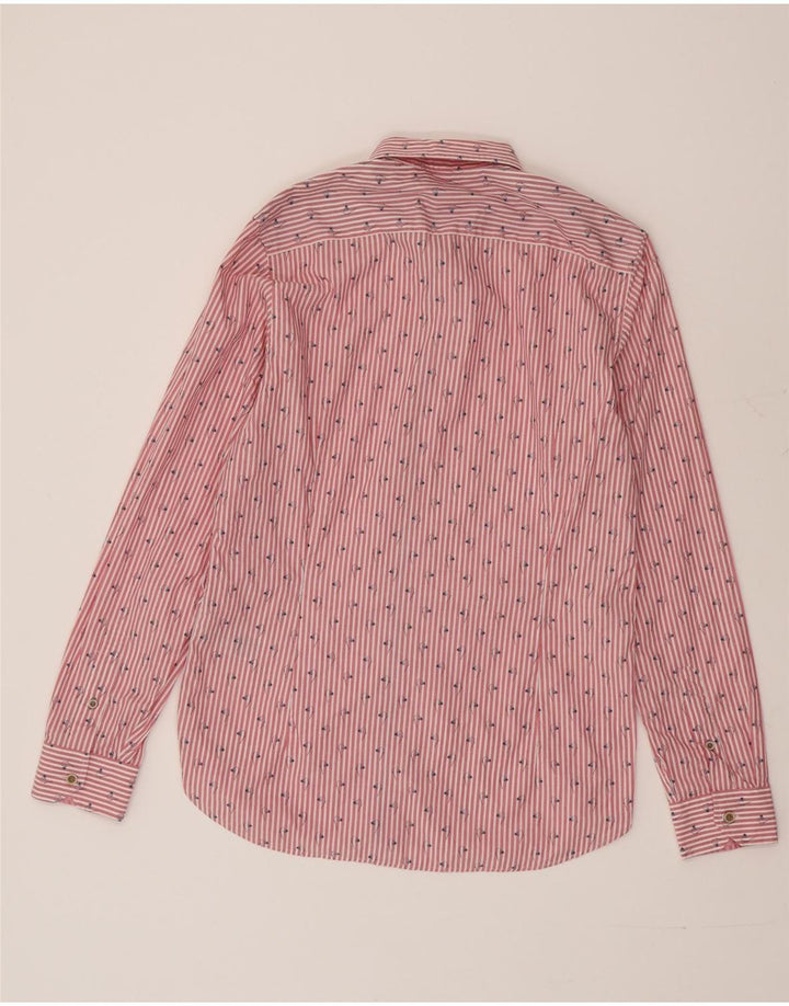 Camisa masculina TED BAKER tamanho 3 algodão listrado vermelho médio