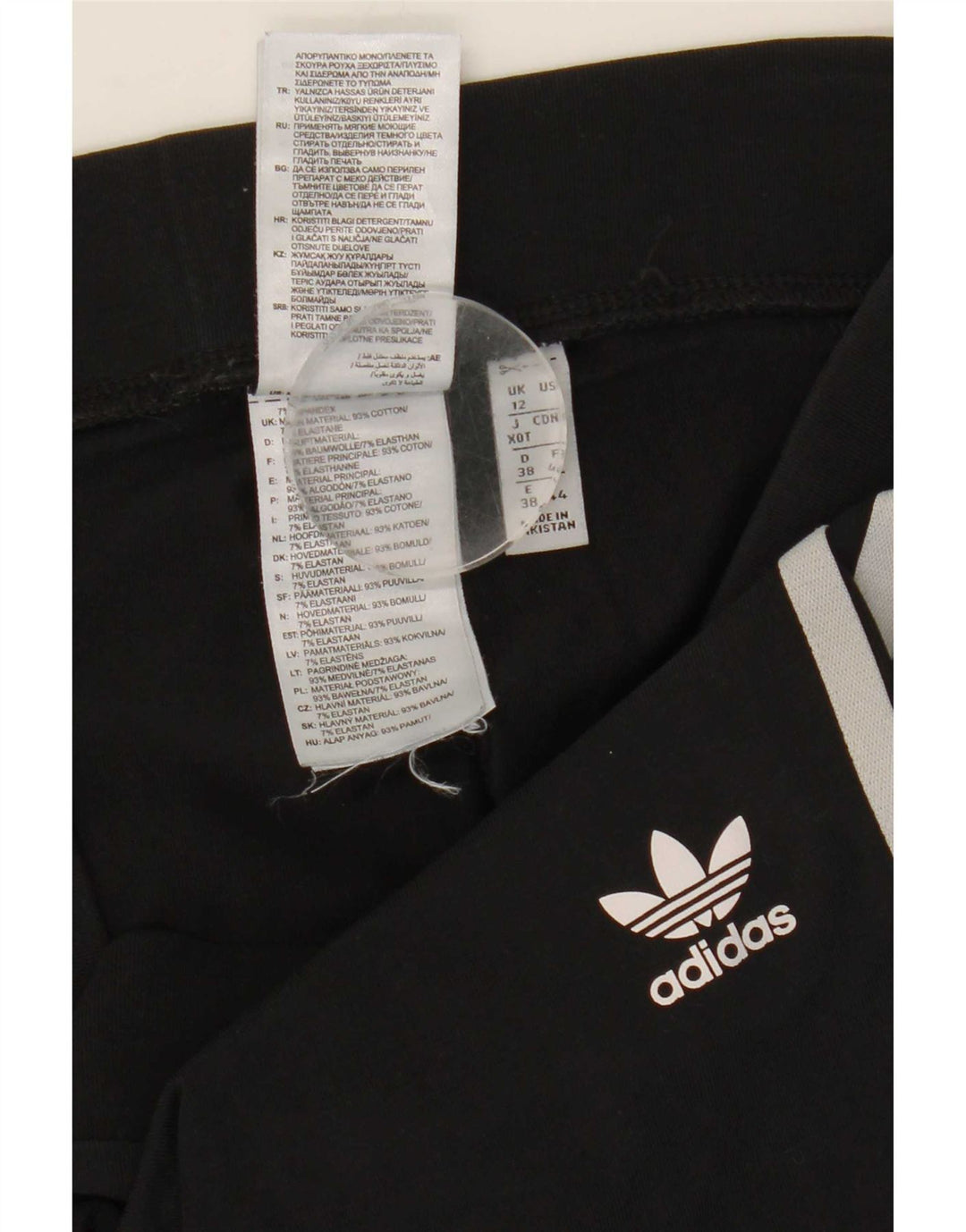 Leggings Adidas Femininas UK 12 Médio Algodão Preto