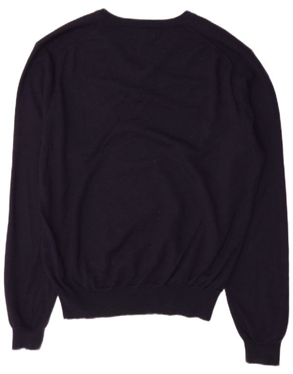 Suéter masculino Polo Ralph Lauren com decote em V 2XL lã Merino azul marinho