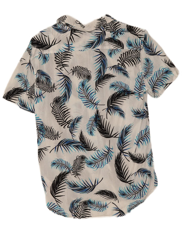 Camisa masculina de manga curta Slim Fit Jack Wills, viscose floral branca média