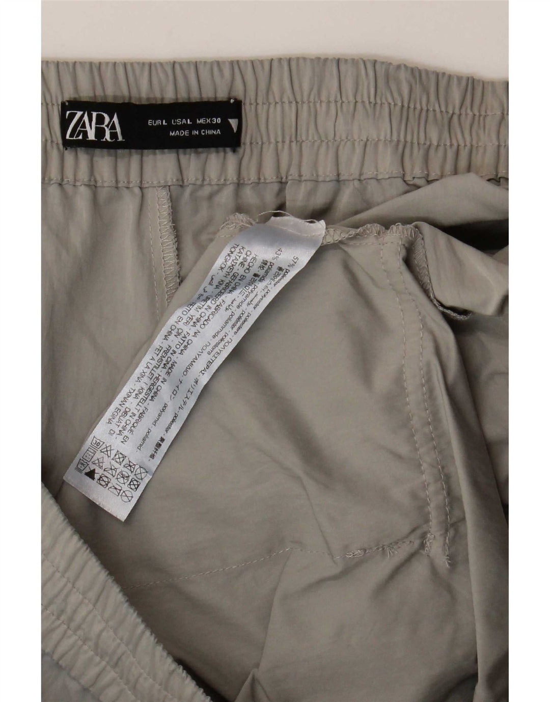 Zara Shorts cargo feminino grande W30 poliéster cinza