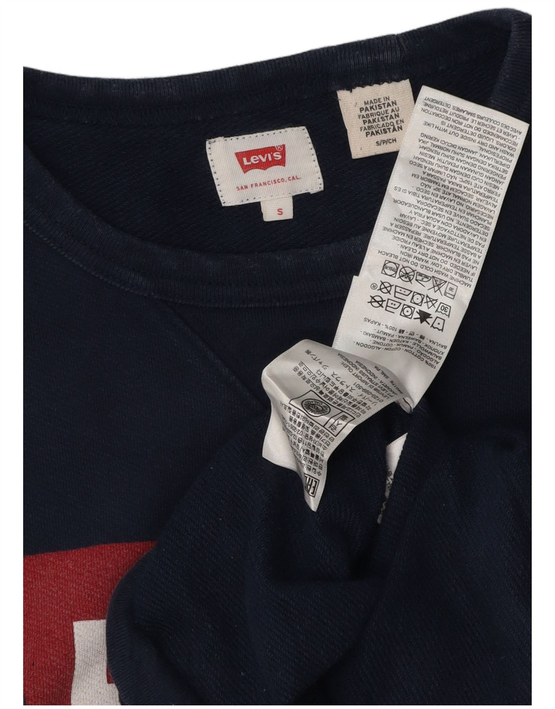 LEVI'S moletom gráfico masculino jumper pequeno algodão azul marinho