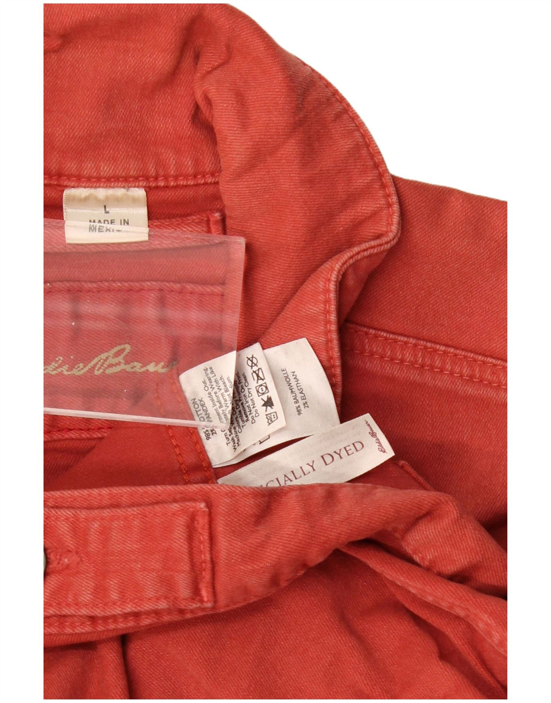 Jaqueta jeans feminina EDDIE BAUER Reino Unido 16 grande algodão vermelho