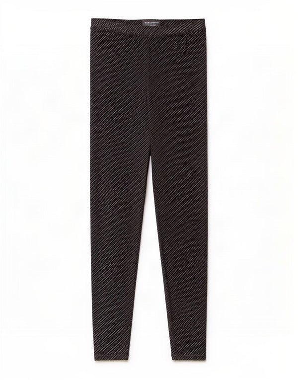 Zara Womens Leggings UK 8 Pequeno Poliéster Manchado Preto