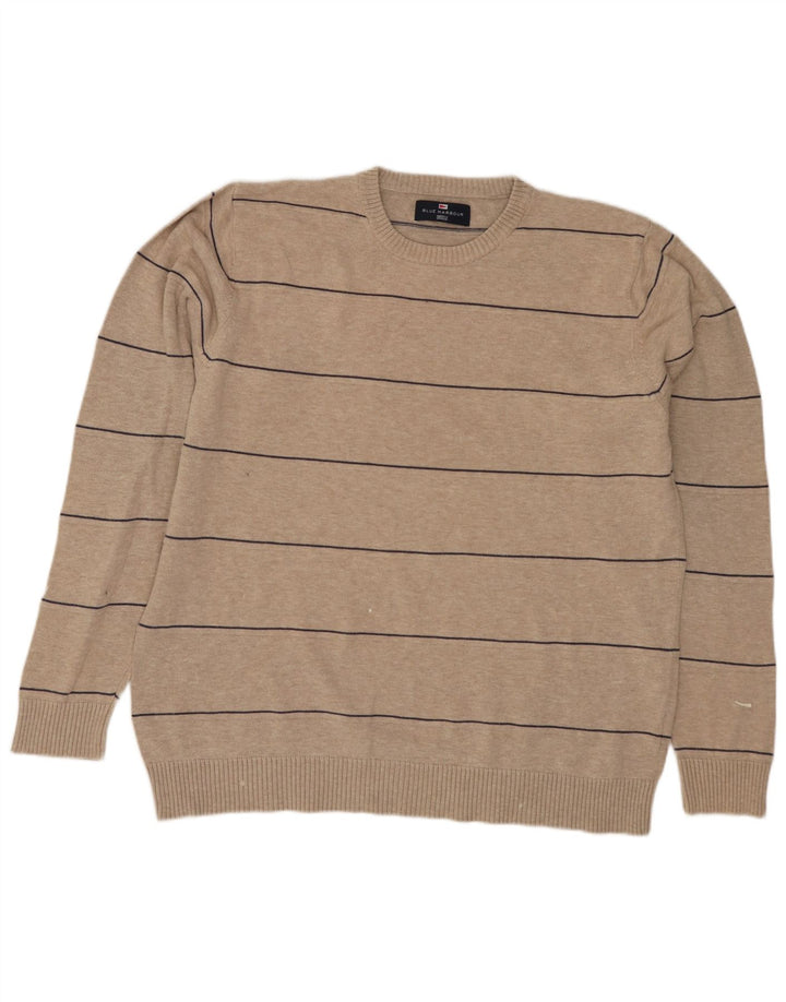Suéter masculino Marks & Spencer Blue Harbor com gola redonda, médio bege