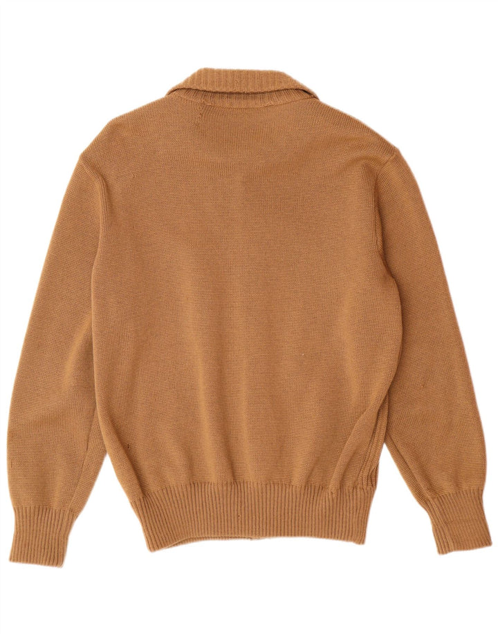 Suéter cardigã masculino VINTAGE IT 54 XL lã marrom