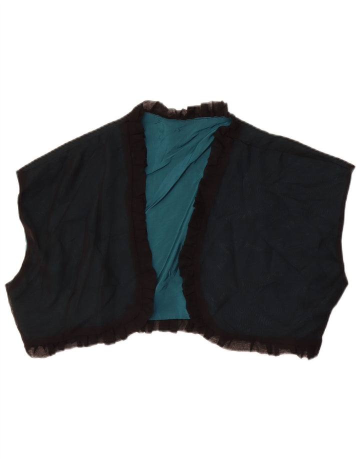 Bolero feminino vintage sem mangas UK 14 médio preto