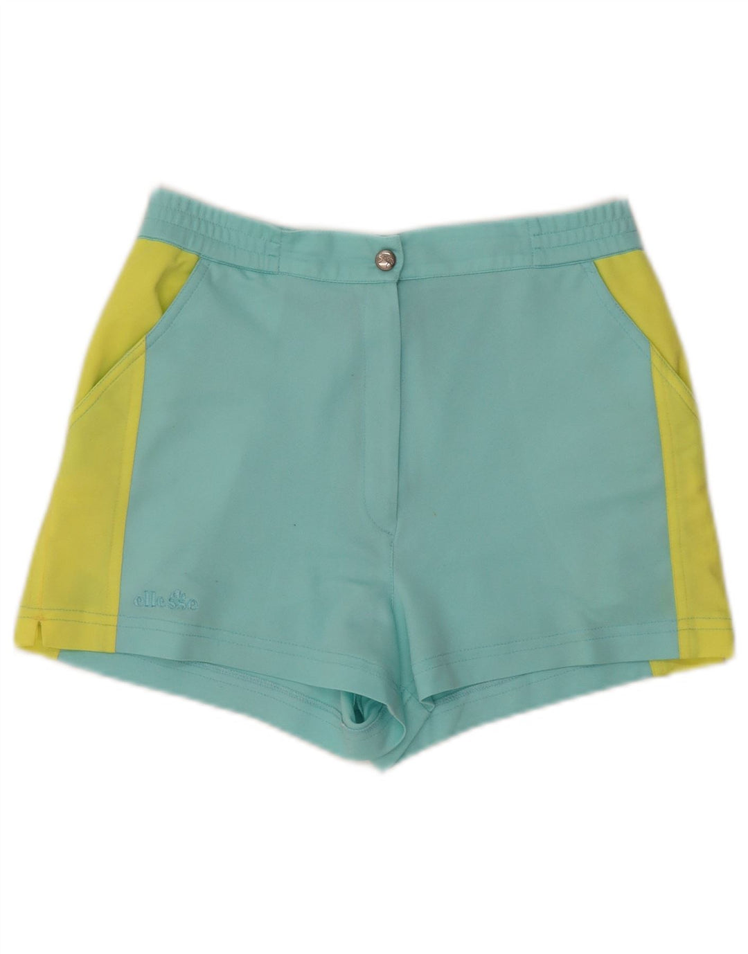 ELLESSE Shorts feminino casual IT 44 médio W32 azul colorblock poliéster
