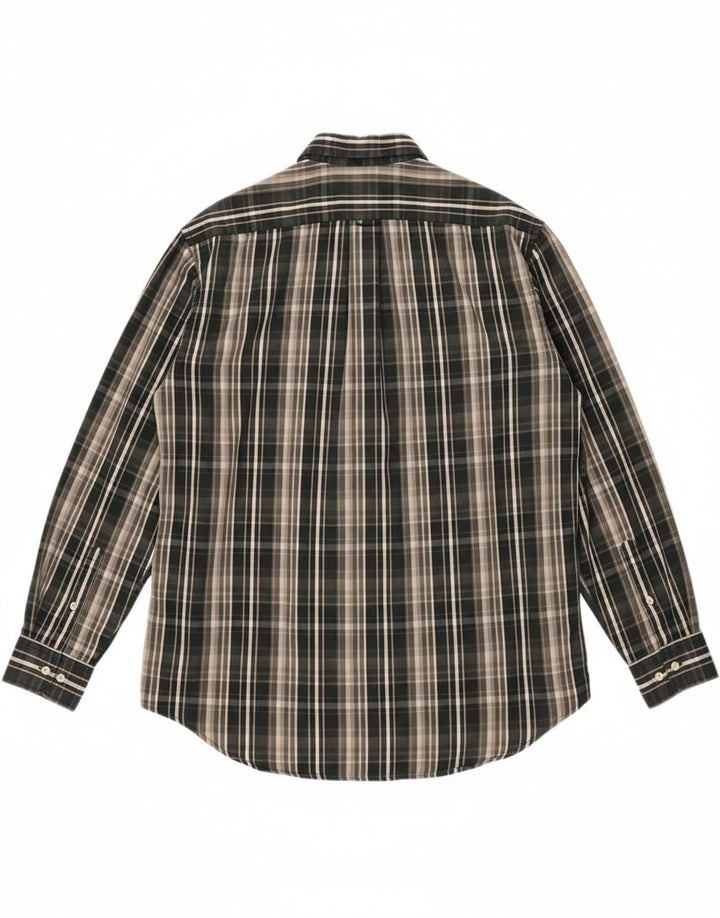Camisa masculina TOMMY HILFIGER grande algodão xadrez cinza