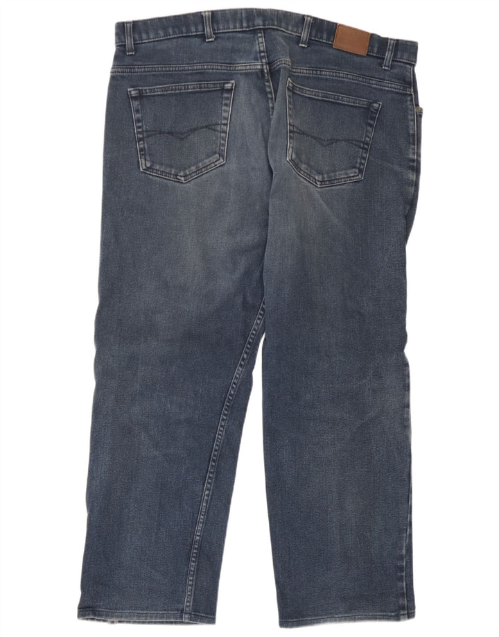 Calça jeans reta regular masculina Marks & Spencer W40 L26 algodão azul