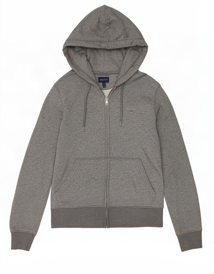 Gant Suéter masculino com capuz e zíper pequeno algodão cinza