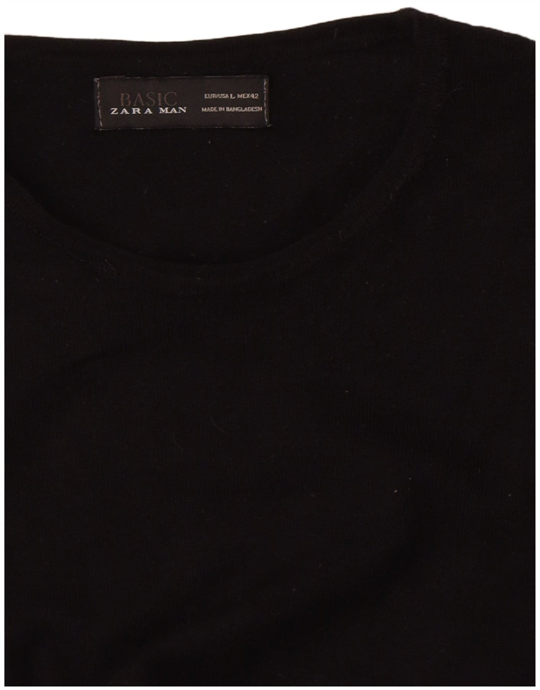 Zara Suéter masculino com gola redonda grande preto