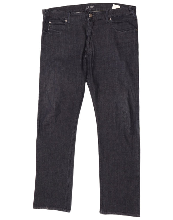 ARMANI Mens Straight Jeans W40 L34 Azul Marinho Algodão