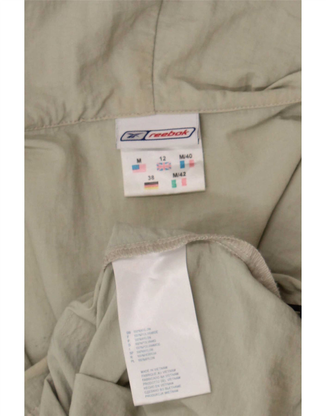 Jaqueta de chuva com capuz feminino Reebok UK 12 médio bege nylon