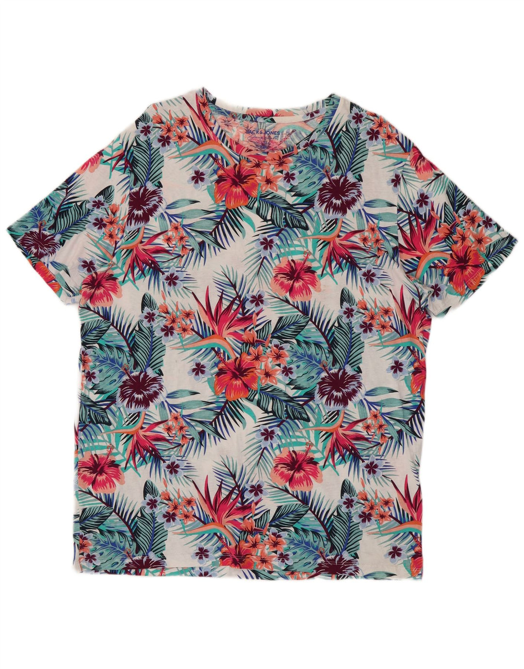 JACK & JONES Mens T-Shirt Top 2XL Multicoloured Floral Cotton Vintage Jack & Jones and Second-Hand Jack & Jones from Messina Hembry 