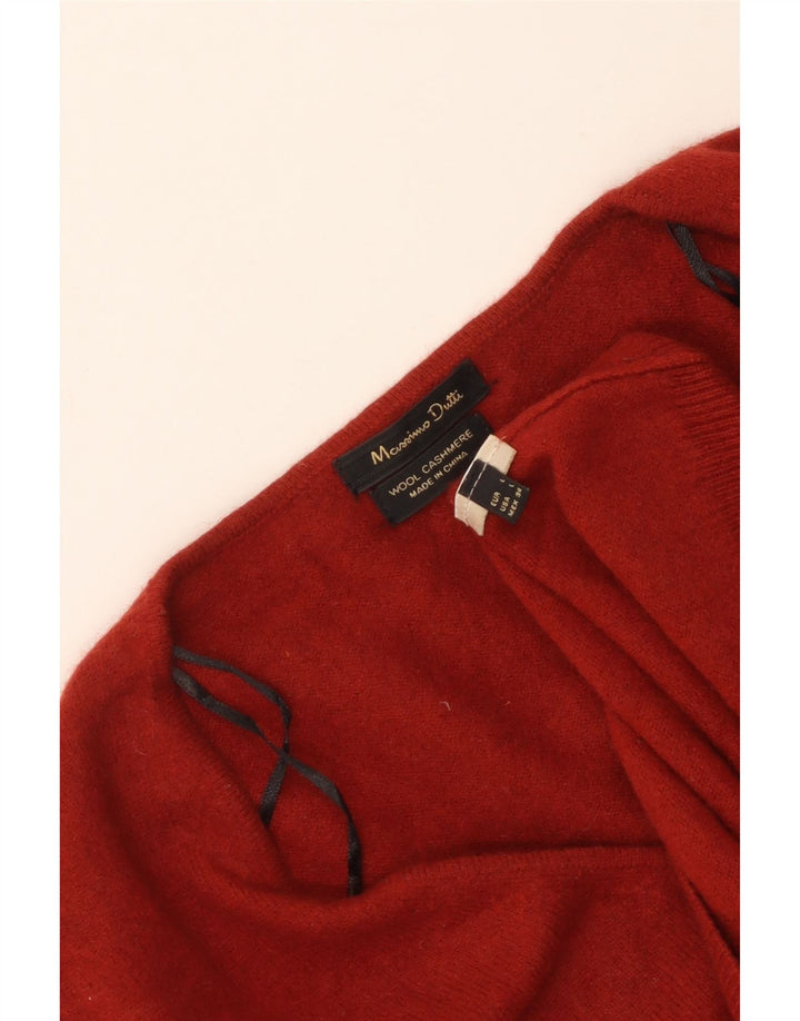 Suéter feminino MASSIMO DUTTI com decote em V Reino Unido 14 grande lã vermelha