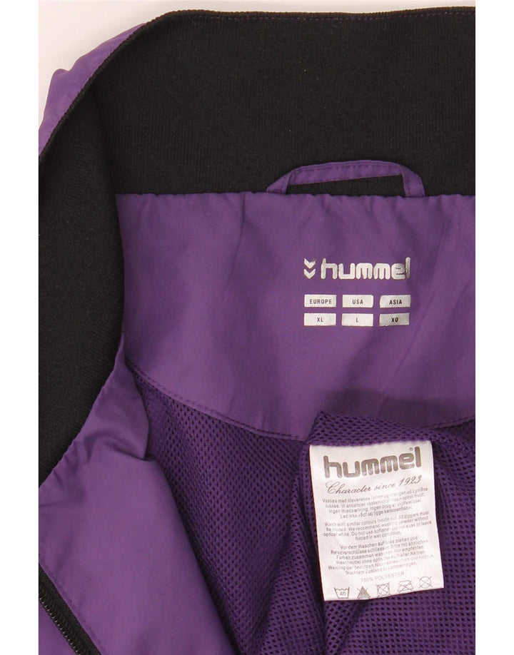 Hummel Jaqueta masculina de agasalho gráfico grande poliéster colorblock roxo