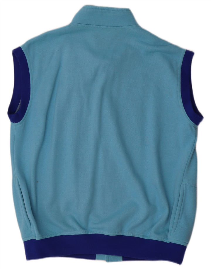 Jaqueta masculina vintage sem mangas com top grande bloco colorido azul
