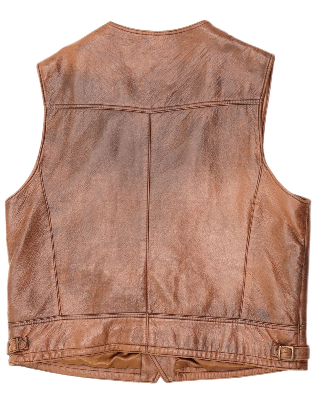 Colete de couro masculino vintage XL marrom
