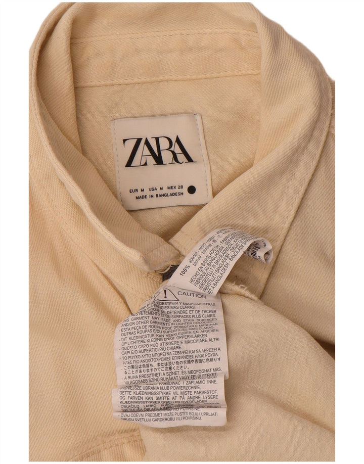 Camisa jeans oversized feminina Zara Reino Unido 14 médio off white algodão