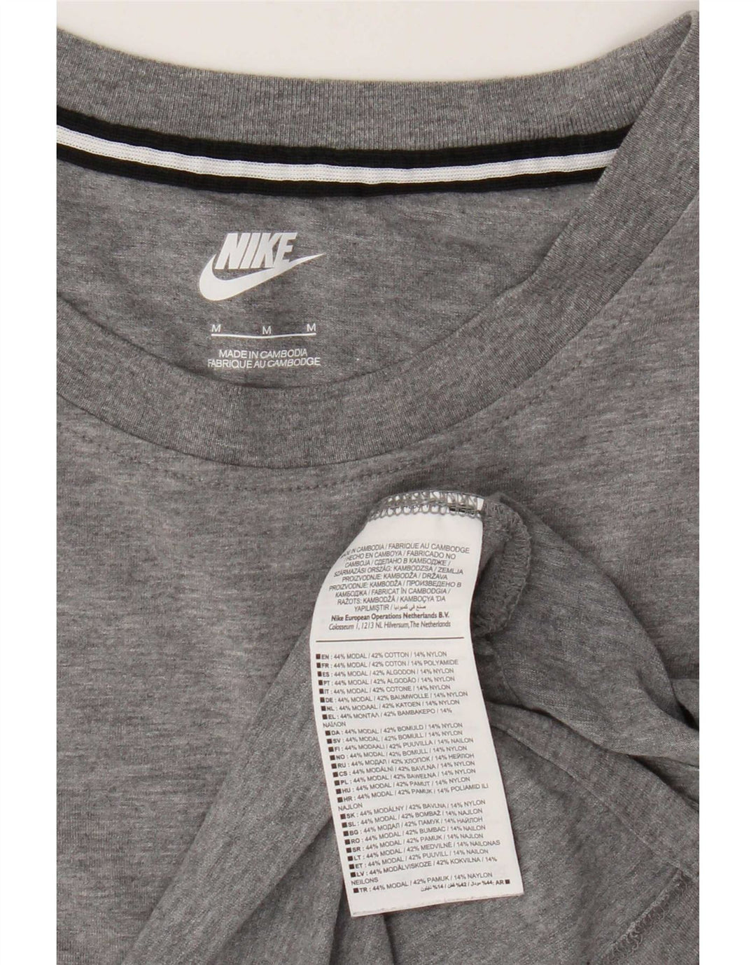 Camiseta feminina Nike UK 14 cinza médio manchado modal