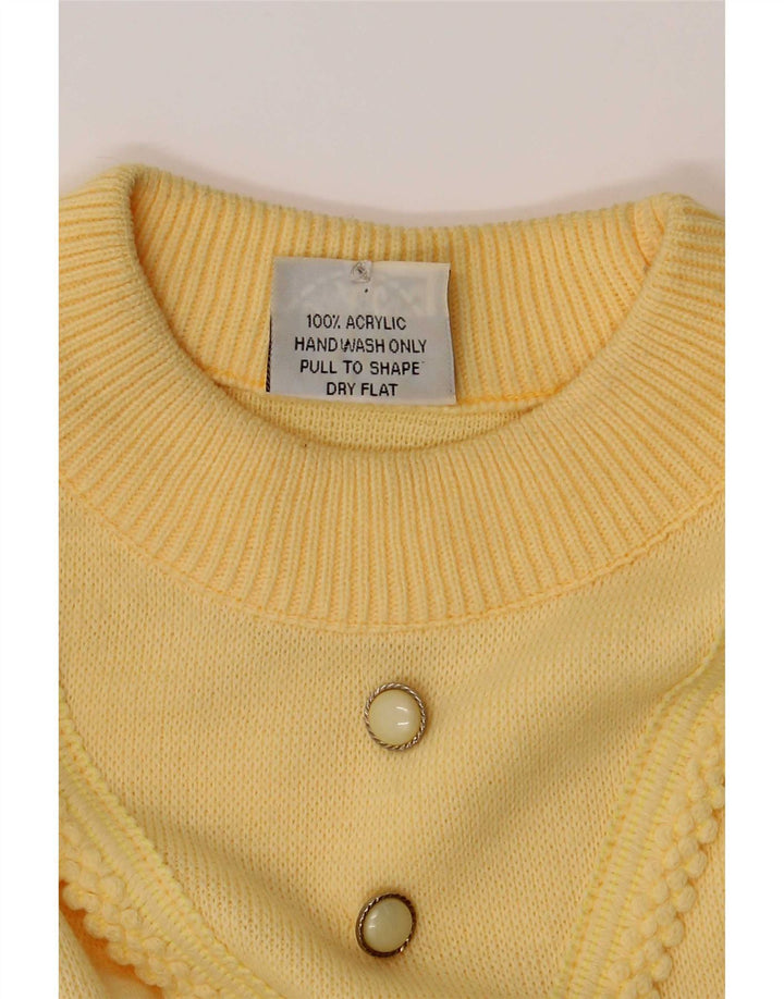 Suéter feminino Snatch com gola redonda UK 14 acrílico amarelo médio