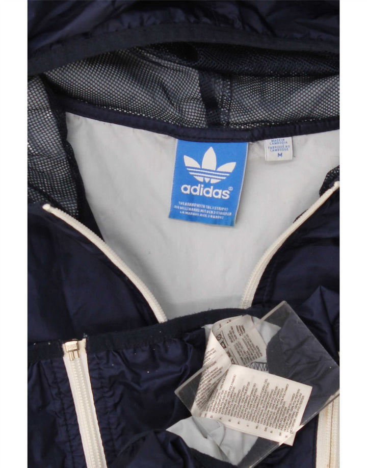 Adidas Mens Hooded Rain Jacket UK 38 Médio Azul Marinho Poliéster