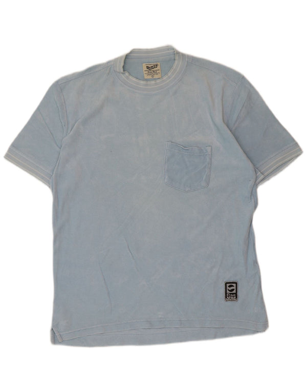 Camiseta masculina Gas Top grande algodão azul