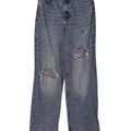 Calça jeans feminina Zara com perna larga desgastada EU 40 médio W30 L33 algodão azul