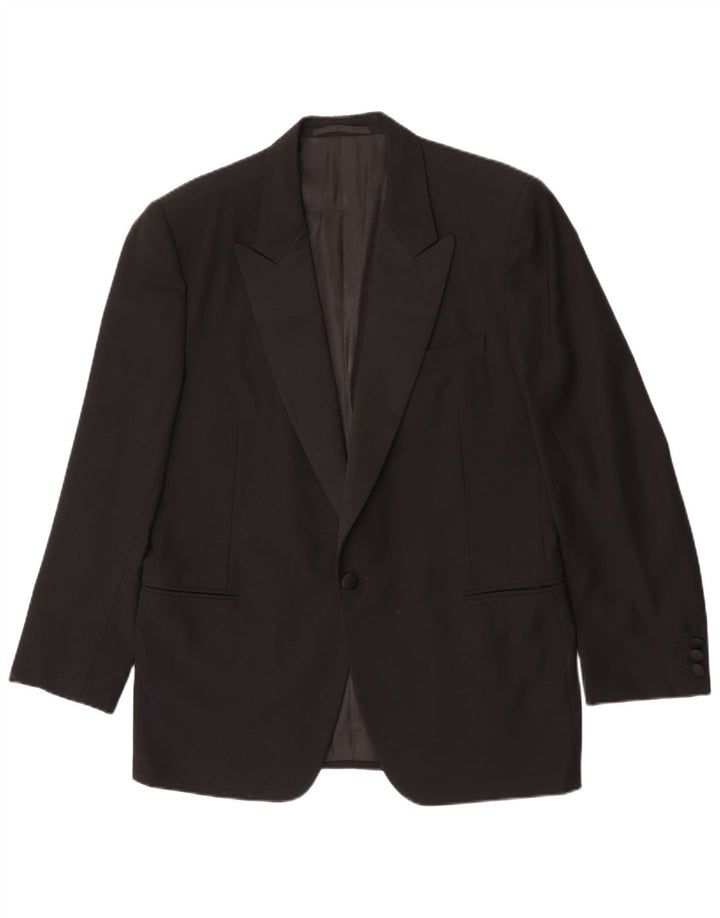 Jaqueta blazer masculina vintage com 1 botão IT 50 grande lã preta