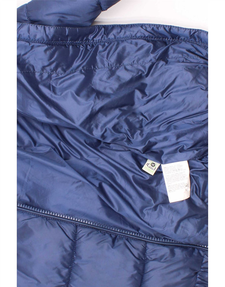 Jaqueta acolchoada com capuz para meninos vintage 5-6 anos de poliéster azul marinho