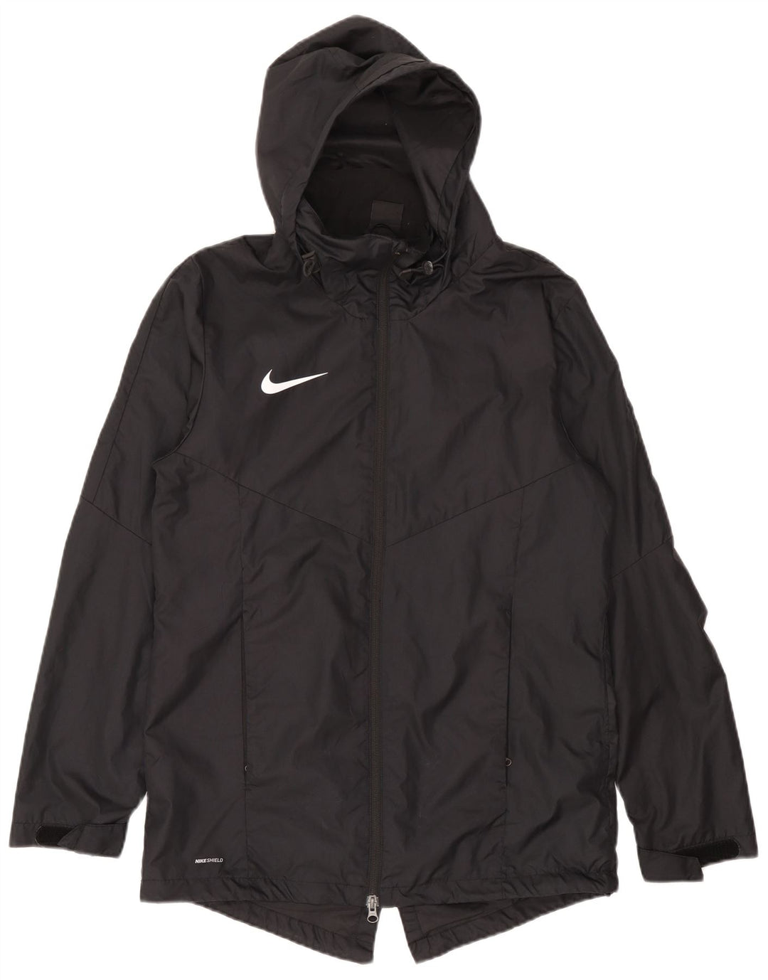 Jaqueta de chuva com capuz Nike Mens Dri Fit UK 38 poliéster preto médio