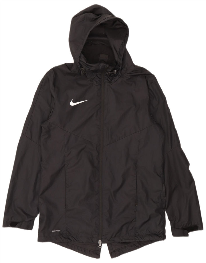 Jaqueta de chuva com capuz Nike Mens Dri Fit UK 38 poliéster preto médio