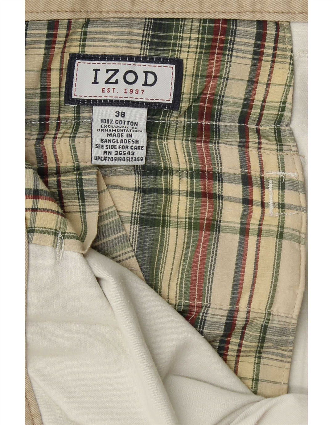 Shorts cargo masculino Izod W38 XL algodão branco
