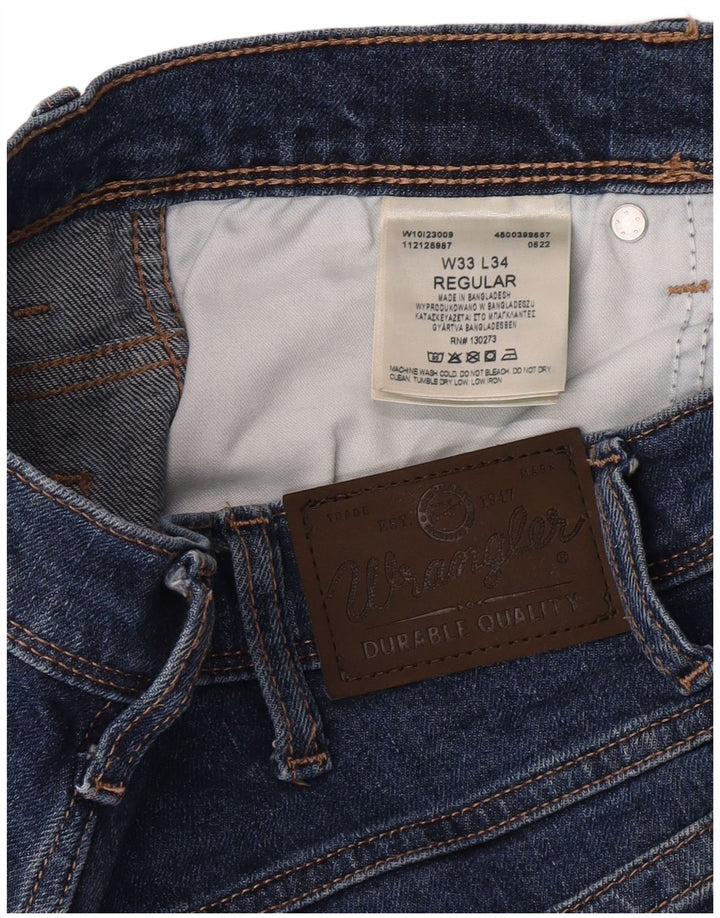 Wrangler Mens Regular Fit Jeans Reta W33 L34 Azul Algodão